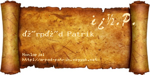 Árpád Patrik névjegykártya