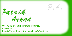 patrik arpad business card